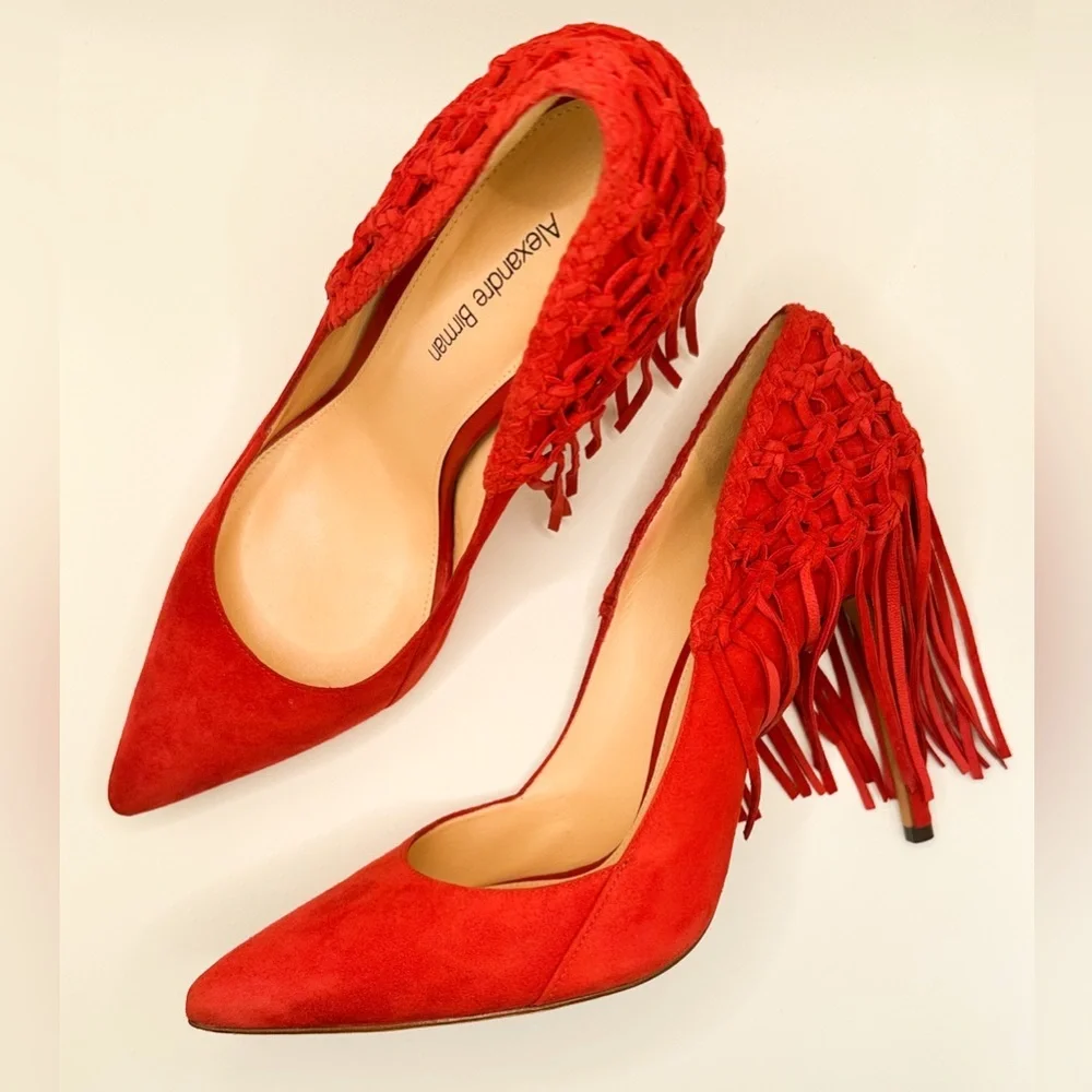 ALEXANDRE BIRMAN SUEDE FRINGE HEELS 38 - Picture 5 of 11
